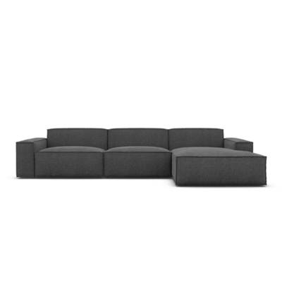 Stacele canapé d'angle droit en tissu texturé gris anthracite