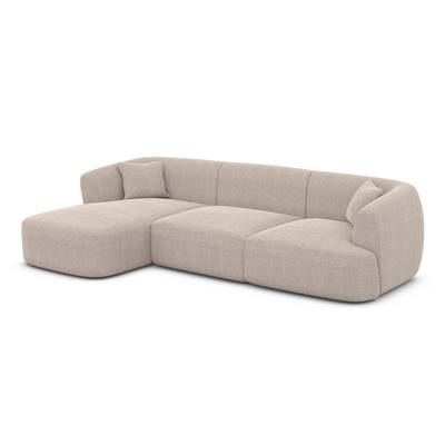 Gankeri canapé d'angle gauche en tissu texturé beige