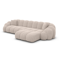Dolban canapé d'angle droit en tissu texturé beige