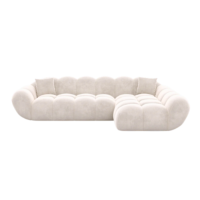 Sigono canapé d'angle droit en velours crème