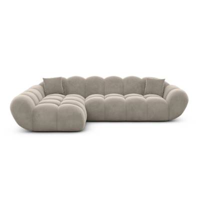 Sigono canapé d'angle gauche en velours beige foncé