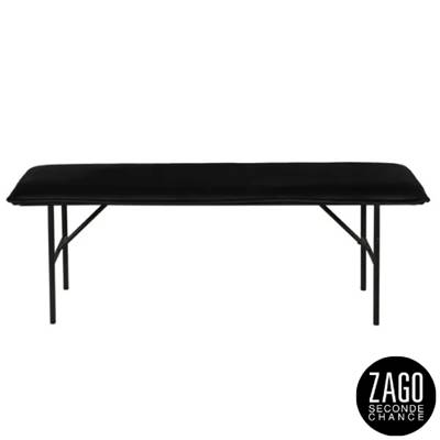 Lucce banc velours noir piètement métal noir mat