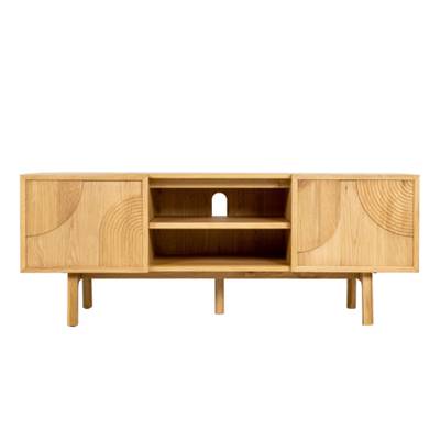 Magik meuble TV en chêne naturel 2 portes 2 niches 140cm