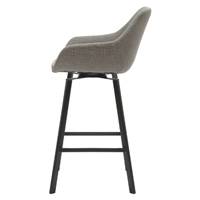 Moss chaise plan de travail pivotante en tissu gris argent pieds métal noir H65
