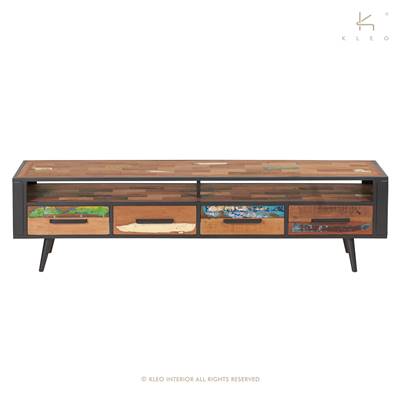 Soho meuble TV bois de bateau recyclé 1 niche 4 tiroirs