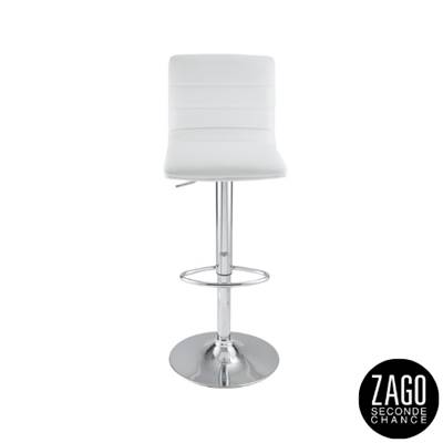 Oli chaise de bar en PU blanc pied métal