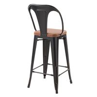 Armo chaise ilot central métal noir et similicuir marron H68
