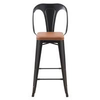 Armo chaise ilot central métal noir et similicuir marron H68