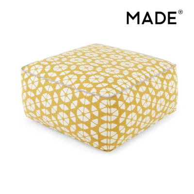 Trio pouf carré doré et crème