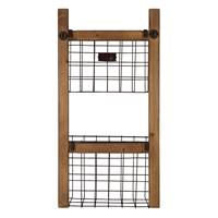 Double Panier mural Métal/bois