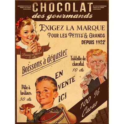 Plaque métal Chocolat 33 x 25 cm