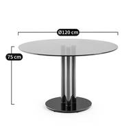 Avril table à manger verre trempé noir 6 personnes