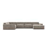 Stacele canapé panoramique angle droit en velours beige foncé
