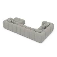 Cotton canapé panoramique angle droit en tissu texturé gris clair