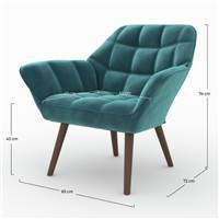 Jules fauteuil en velours bleu canard