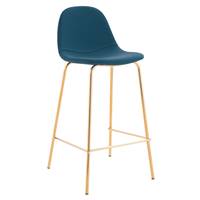 Vladi chaise de bar en cuir synthétique bleu H65