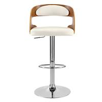 Burr chaise de bar réglable et pivotante en PU blanc