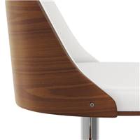 Lyssa chaise de bar réglable et pivotante en PU blanc et bois foncé