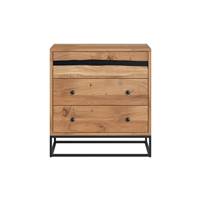 Zen commode en bois d'acacia massif et métal, 3 tiroirs