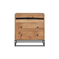 Zen commode en bois d'acacia massif et mtal, 3 tiroirs