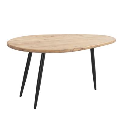 Temis table basse en bois d'acacia et pieds en métal noir