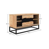 Zen meuble TV en bois d'acacia et métal noir 1 porte coulissante