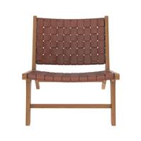 Essa fauteuil en teck et cuir tressé marron
