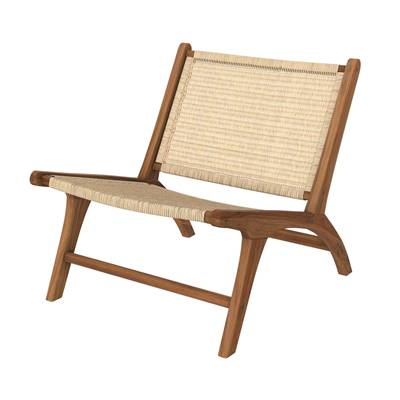 Ilios petit fauteuil en bois de teck et tressage vannerie
