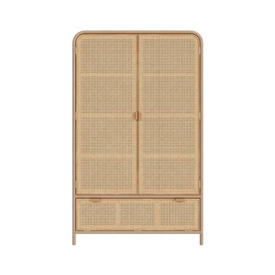 Dalia armoire 3 portes en bois massif et rotin