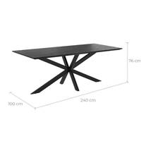 Adok table rectangulaire 10 personnes en bois de teck recyclé noir