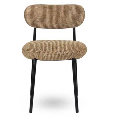 Vanilla chaise en tweed jaune sable piètement métal noir