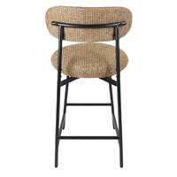 Vanilla tabouret de bar en tissu tweed jaune miami et métal noir H68