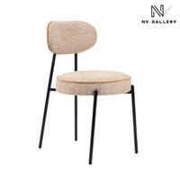 Adelia chaise en tissu jaune moucheté et métal noir