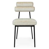 Glorys chaise en tissu beige satiné et pieds noirs
