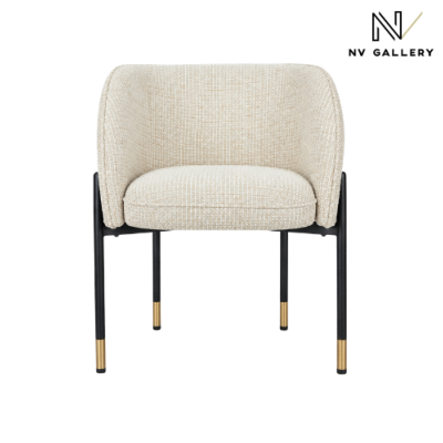 Alexia chaise en tissu tweed beige miami incurvé pied métal noir