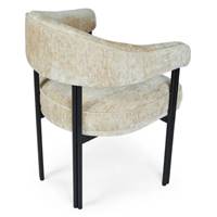 Glorysse chaise avec accoudoirs en tissu beige satiné et pieds noirs