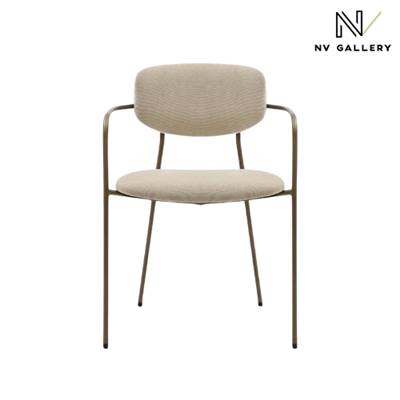 Velura chaise empilable en tissu beige déperlant métal cuivré