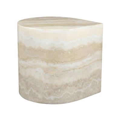 Lanister table d'appoint beige effet travertin H42
