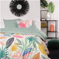 Sunshine parure de lit 220x240 coton imprimé feuilles multicolores 13.52