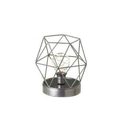 Cage lampe de chevet en métal argenté ajouré