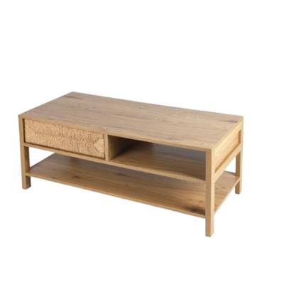 Bella table basse 1 tiroir 1 niche en bois et corde H40cm