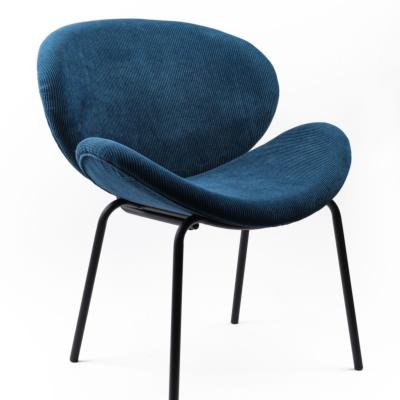 Cozy fauteuil en velours côtelé bleu paon