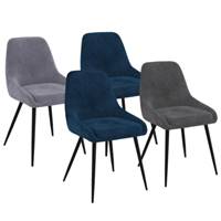 Mady lot de 4 chaises en velours demi-accoudoirs bleu, gris clair et foncé