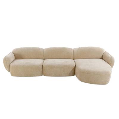 Jules canapé d'angle droit en tissu peluche beige