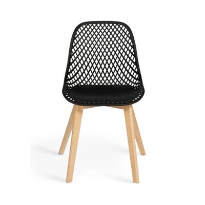 Ayala chaise dossier ajouré plastique noir