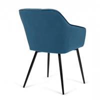 Beny fauteuil en velours matelassé bleu canard