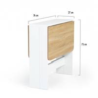 Onega table console pliable blanc et bois