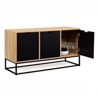 Kalma buffet 3 portes en bois et métal noir