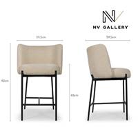Gilo tabouret de bar en tissu beige sésame et métal noir H65