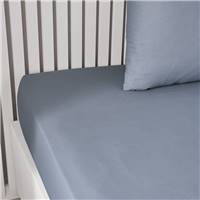 Essential drap housse 180x200 30cm coton uni bleu denim